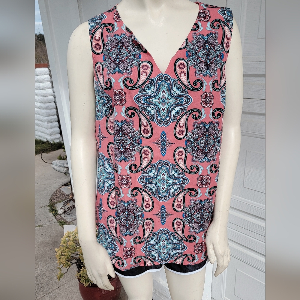 Verse Celestial boho Color Print Sleeveless flowy Top NWOT
